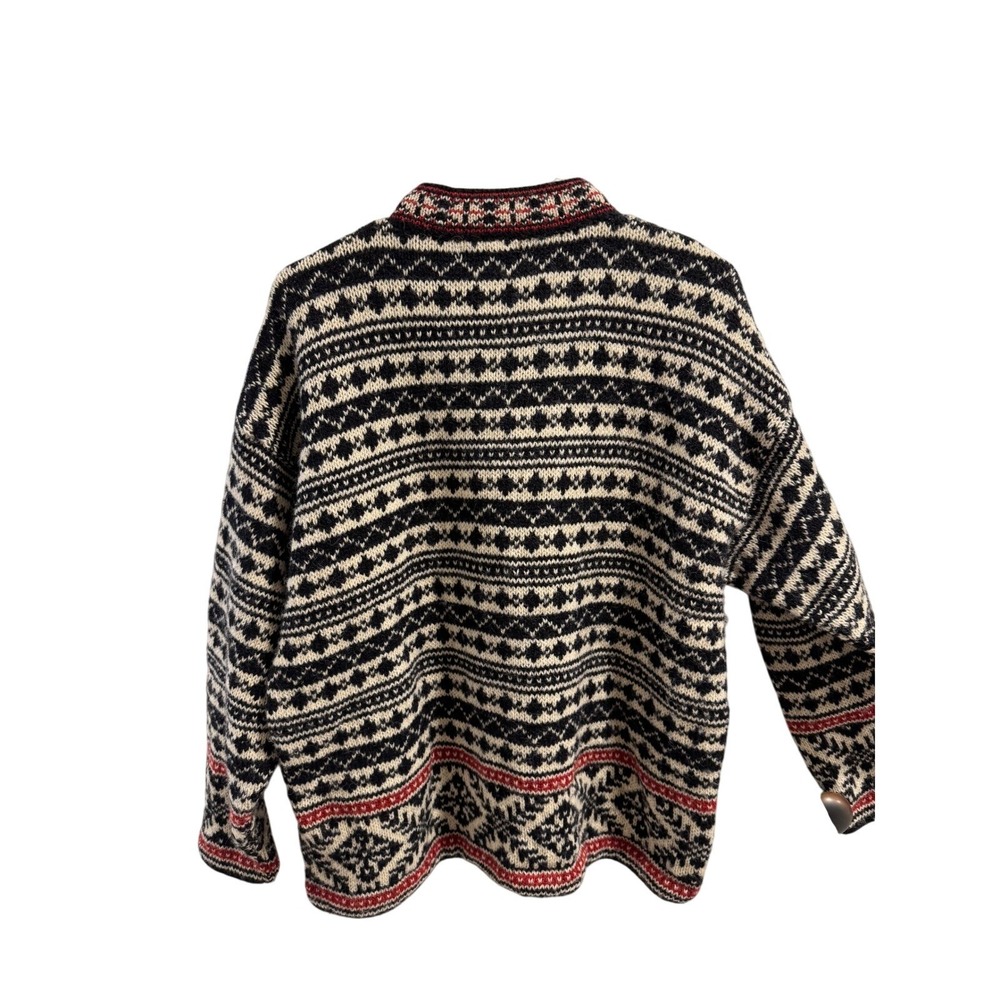 VTG LL Bean Womens Fair Isle Knit Button Front Cardigan‎ Sweater L Grannycore - Picture 3 of 5
